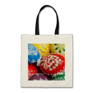 Colorful Painted Easter Eggs Red Green Yellow Blue Canvas Bags