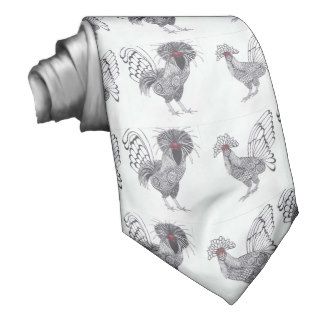 Silver Laced Polish Rooster & Hen Tie