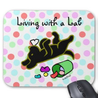 Funny  Black Labrador Cartoon Polka Dot Mouse Pads