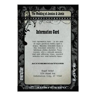 Playbill Wedding Information Card Metallic Silver Personalized Invitation
