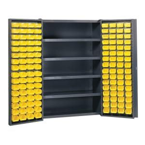 Edsal 48 in. W x 24 in. D x 72 in. H Welded Storage Cabinet with 4 Shelves and 128 Bins BC4803G