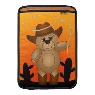 Cute Western Cowboy Teddy Bear Cartoon Mascot MacBook Sleeve