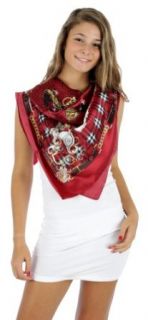 Fashion Chic Silk blend square print satin scarf accessorries Burgundy PCS161 Fashion Scarves