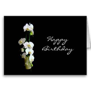 Happy Birthday White Orchids Greeting Cards