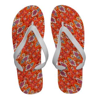 Orange Ethnic Western Texan Mexican Ikat Pattern Sandals