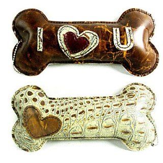 I Love U Pattern Cow Leather And Spotted Horse Hair Bone Style Squeaking Toys  Pet Toys 