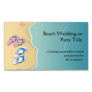 His/Hers Flip Flops on the Beach Business Card Templates