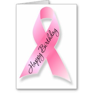 Happy Birthday Pink Ribbon Greeting Card