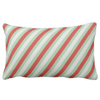 Red, Green & Grey Stripes Throw Pillows