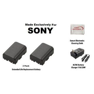2 Pack Extended Life Replacement Battery Pack For The Sony NP FM55H 1800MAH For Sony Alpha DSLR A500 DSLR A550 DSLR A100 DSLR A200 DSLR A300 DSLR A350 DSLR A700 DSLR A900 Cyber Shot Mavica + 110/220V 1 Hour Home & Car Charger + SSE Cleaning Cloth  Di