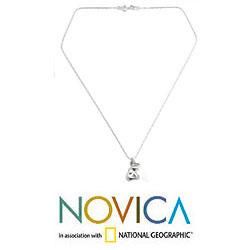 Sterling Silver 'Laughing Elephant' Necklace (Thailand) Novica Necklaces