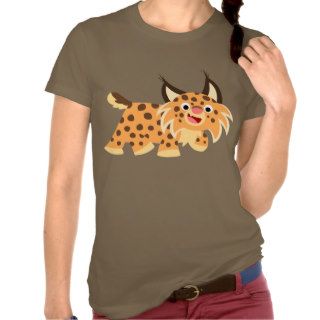 Cute Facetious Cartoon Bobcat Women T Shirt