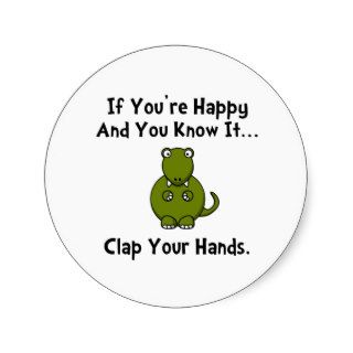 TRex Clap Your Hands Round Stickers