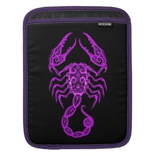 Intricate Purple Scorpio Zodiac on Black iPad Sleeves