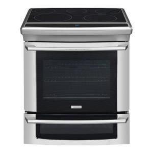 Electrolux Wave Touch 4.2 cu. ft. Slide In Double Oven Electric Range with Self Cleaning Convection Oven in Stainless Steel EW30ES65GS