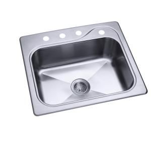 STERLING Southhaven Stainless Steel 22x25x8 4 Hole Single Bowl Kitchen Sink 12728 4 NA