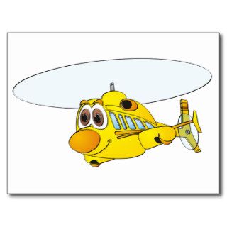 Yellow Helicopter Cartoon Postcards