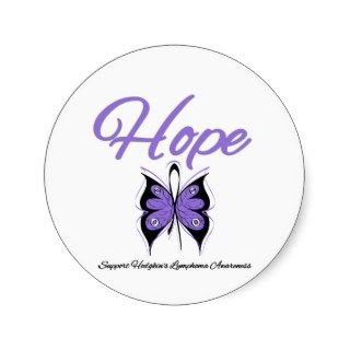 Hodgkins Lymphoma Hope Butterfly Ribbon Round Stickers