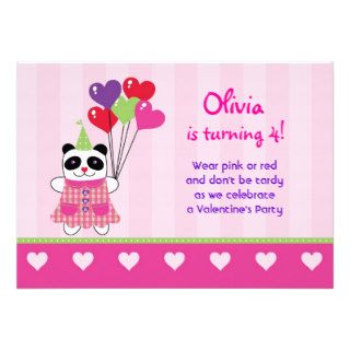 Kids Panda Valentine's Birthday Party Invitation