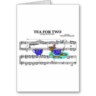 Tea For Two Teacups ~ Sheet Music Background Greeting Card