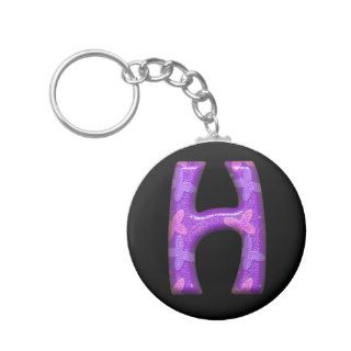 Purple Letter H   Butterfly Alphabet   Keychain