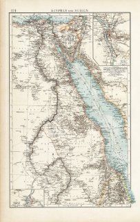 Antique Map AFRICA EGYPT SUDAN NUBIA CAIRO KHARTOUM Andree 1904   Lithographic Prints