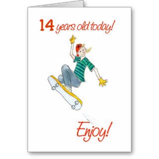 Skateboarding Boy 14th Birthday Card