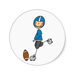 Football  Player Blue T shirts and Gifts Round Sticker