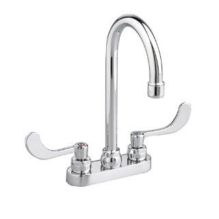 American Standard 7502.175.002 Monterrey Centerset 0.5 Gpm Lavatory Faucet with Gooseneck Spout, VR Wrist Blade Handles and Grid Drain, Polished Chrome    