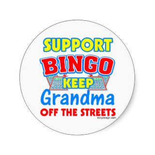 Support Bingo Grandma Round Stickers