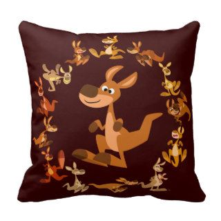 Cute Cartoon Kangaroos Mandala Pillow