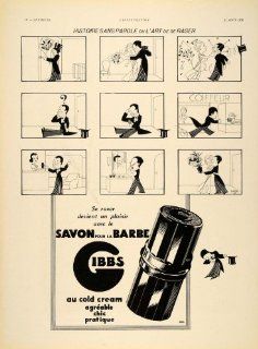1935 French Ad Gibbs Shaving Cream Soap Pouprou Bornier   Original Print Ad  