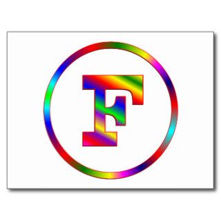 Letter F Rainbow Post Cards