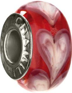 Authentic Chamilia Murano Glass Charm "Red Row of Hearts" OB 198 Jewelry