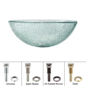 KRAUS Glass Vessel Sink in Broken with Pop up Drain and Mounting Ring in Oil Rubbed Bronze GV 500 14 ORB