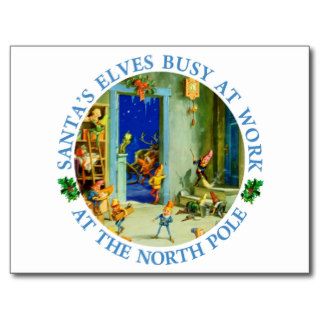 Elves at Santa's North Pole Workshop Postcard