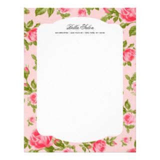 Girly Chic Elegant Vintage Floral Roses Border Personalized Letterhead