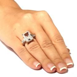 Ultimate CZ Platinum over Silver Radiant and Baguette Cubic Zirconia Ring Palm Beach Jewelry Cubic Zirconia Rings