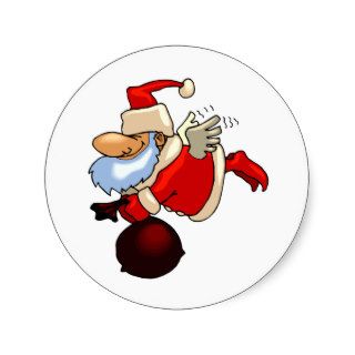 Santa has wings round sticker