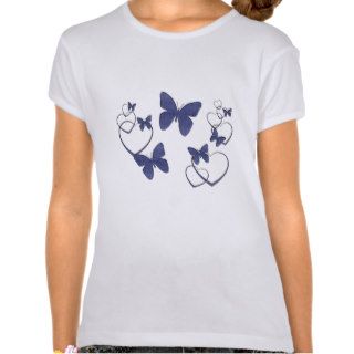 Blue Denim hearts and butterflies girls top Tee Shirt
