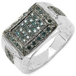 Malaika Sterling Silver 1/2ct TDW Blue Diamond Fashion Ring Malaika Diamond Rings