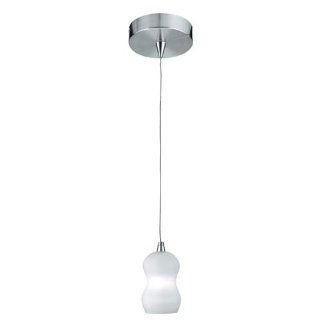 Lite Source LS 17861FRO Shapely 1 Lite Pendant Lamp, Polished Steel with Frosted Glass Shade   Ceiling Pendant Fixtures  