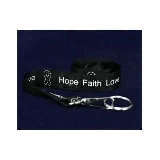 Hope Faith Love Black Ribbon Lanyard   Black Ribbon (36 Lanyards)  Sports Fan Keychains  Sports & Outdoors
