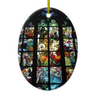 STAINED GLASS DESIGN CHRISTMAS TREE ORNAMENTS