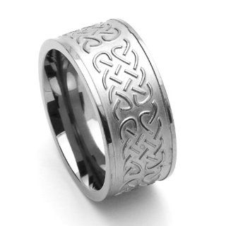 10MM Comfort Fit Titanium Wedding Band Celtic Knot Wide Ring (Size 7 to 14) Jewelry