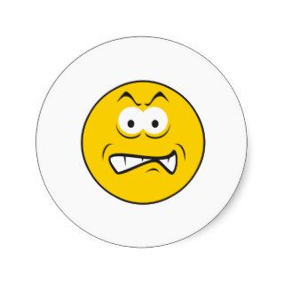 Angry Snarling Smiley Face Sticker