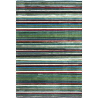 Handmade Rodeo Drive Green Rainbow Stripe Rug (7'6 x 9'6) Safavieh 7x9   10x14 Rugs