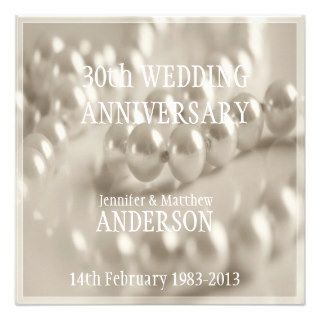 30th Pearl Wedding Anniversary Celebaration Custom Invitation
