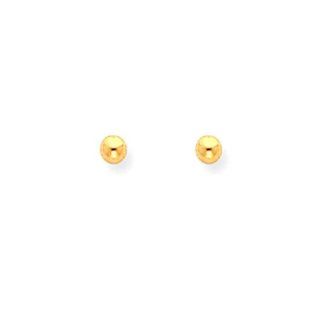 24k Plated 3mm Ball Post Earrings Jewelry