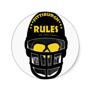 Pittsburgh Rules Skull Round Stickers